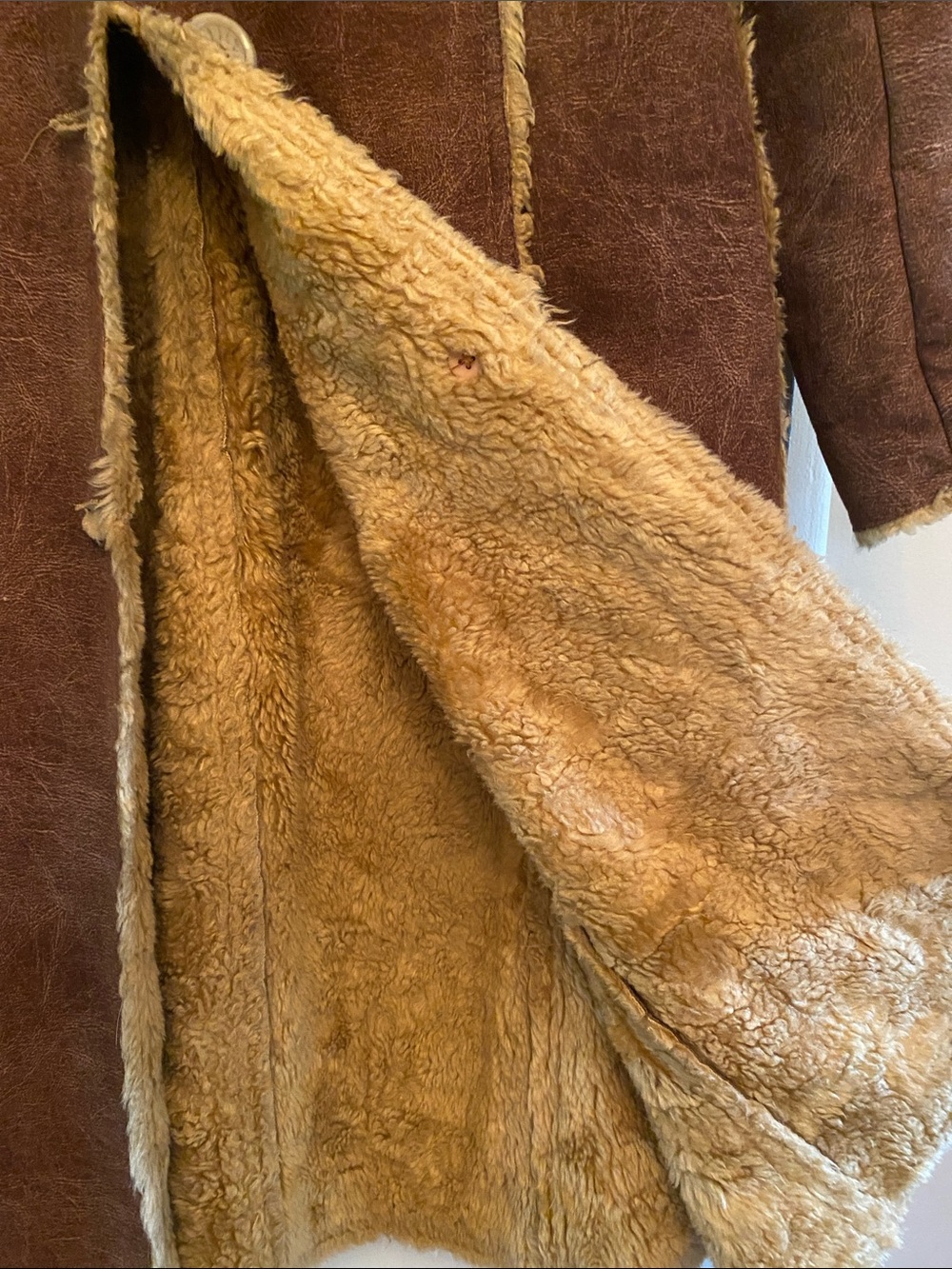 Women's Brown Faux Shearling Long Coat - Picture 3 of 4